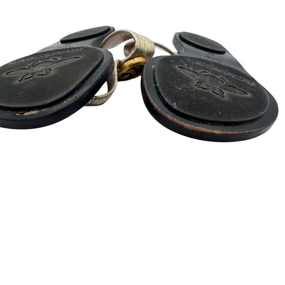 Gucci GG Marmont Gold Crinkle Leather Thong Sandals Size 7 - Picture 9 of 12